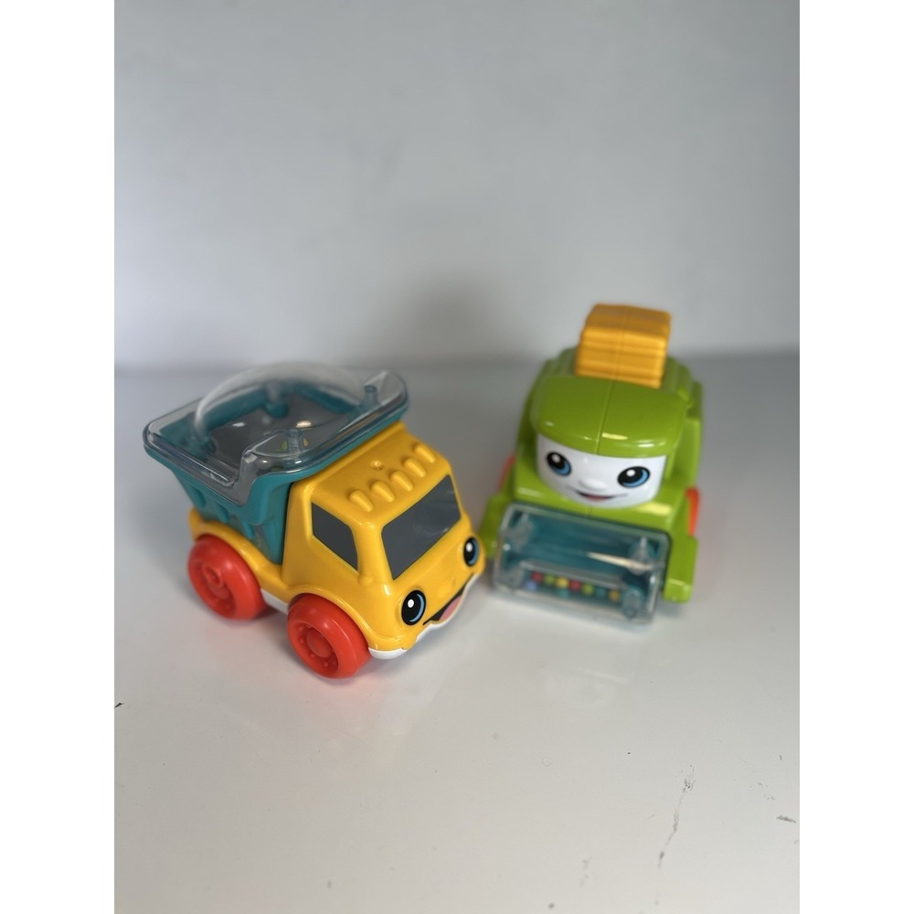 Lot of 2 FISHER PRICE Sensory Toys Poppity Pop Push-a-Long Dump‎ Truck & Tractor